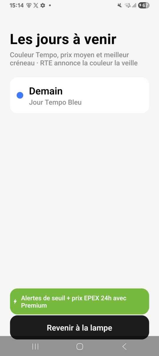 Agenda des couleurs Tempo des jours à venir