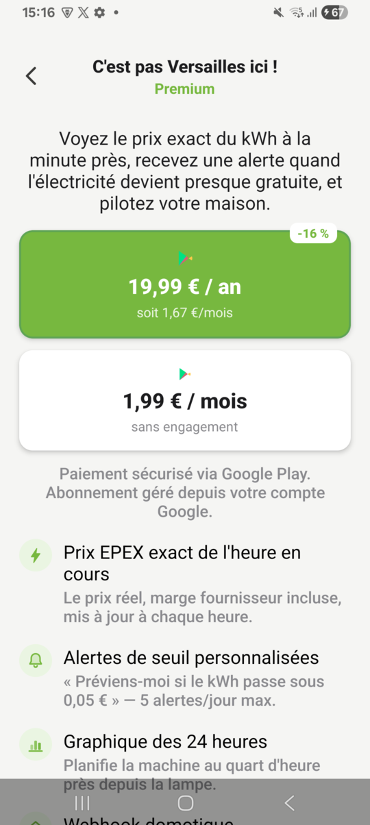 Premium : alertes et prix 24 h